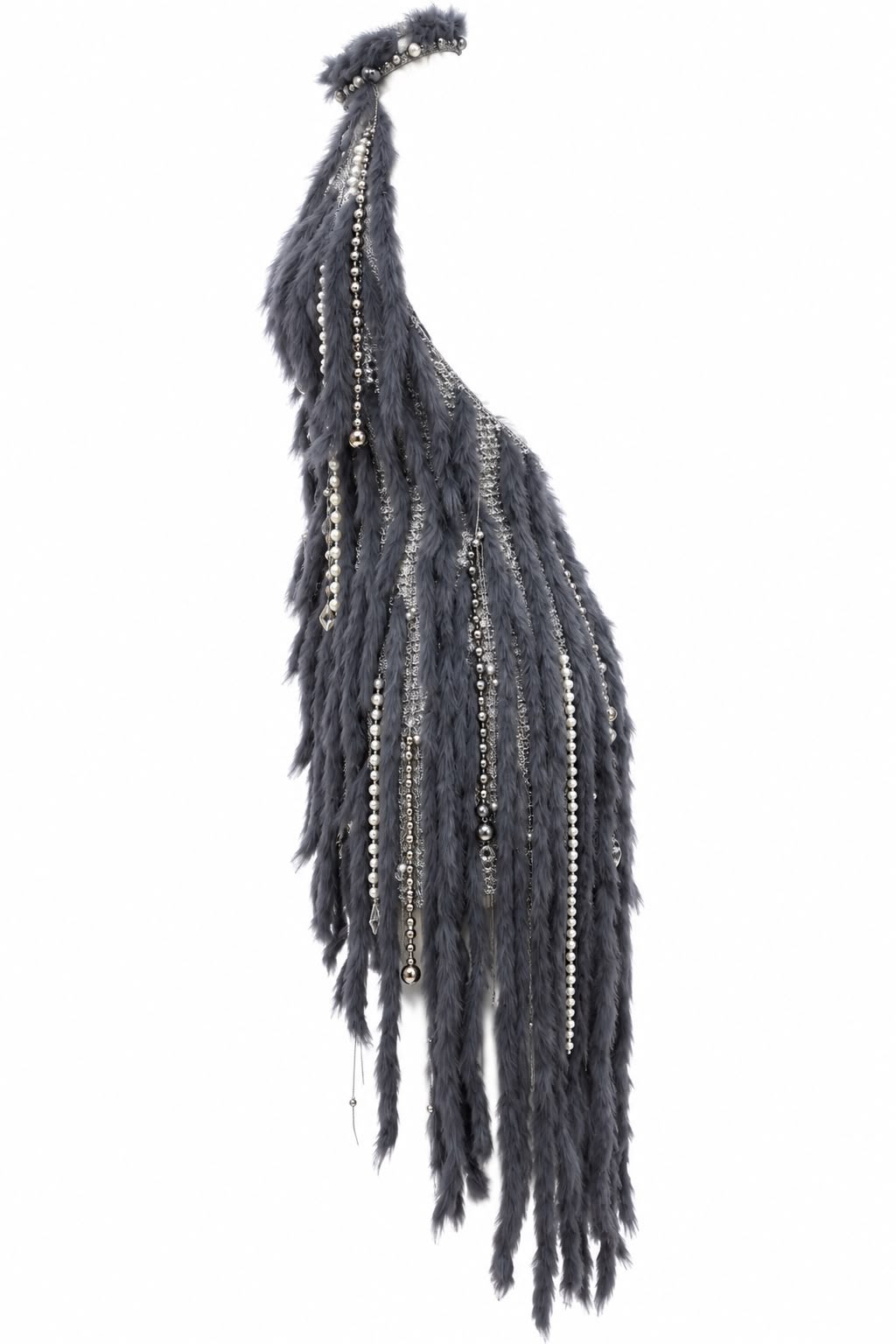Grey Feather Fringe Halter Mini Dress - K26-OOO-001-01-01 - 3