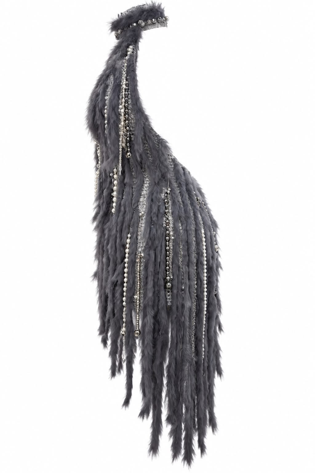 Grey Feather Fringe Halter Mini Dress - K26-OOO-001-01-01 - 5